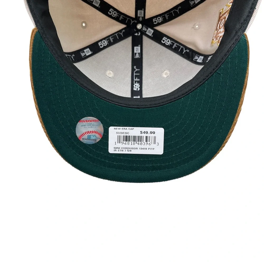 New Era 59Fifty Fall Corduroy Pirates 1976 World Series Hat Green Bottom - 7 5/8 - Picture 5 of 5